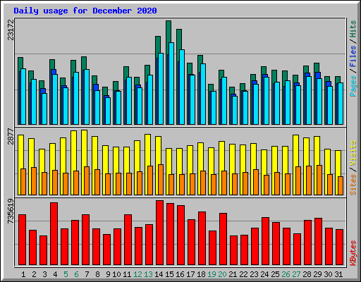 Daily usage for December 2020