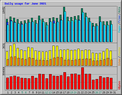 Daily usage for June 2021